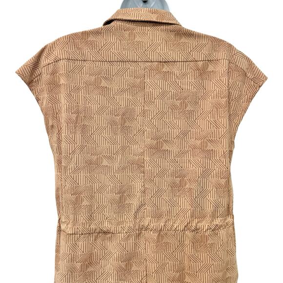 REI Cooperative Tan Brown Drawstring Patterned Shift Short Sleeve Dress size XS - Picture 12 of 13